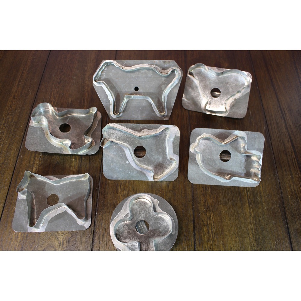 Primitive Soldered Tin Flat Back Lot of 7 Cookie Cutters Farmhouse